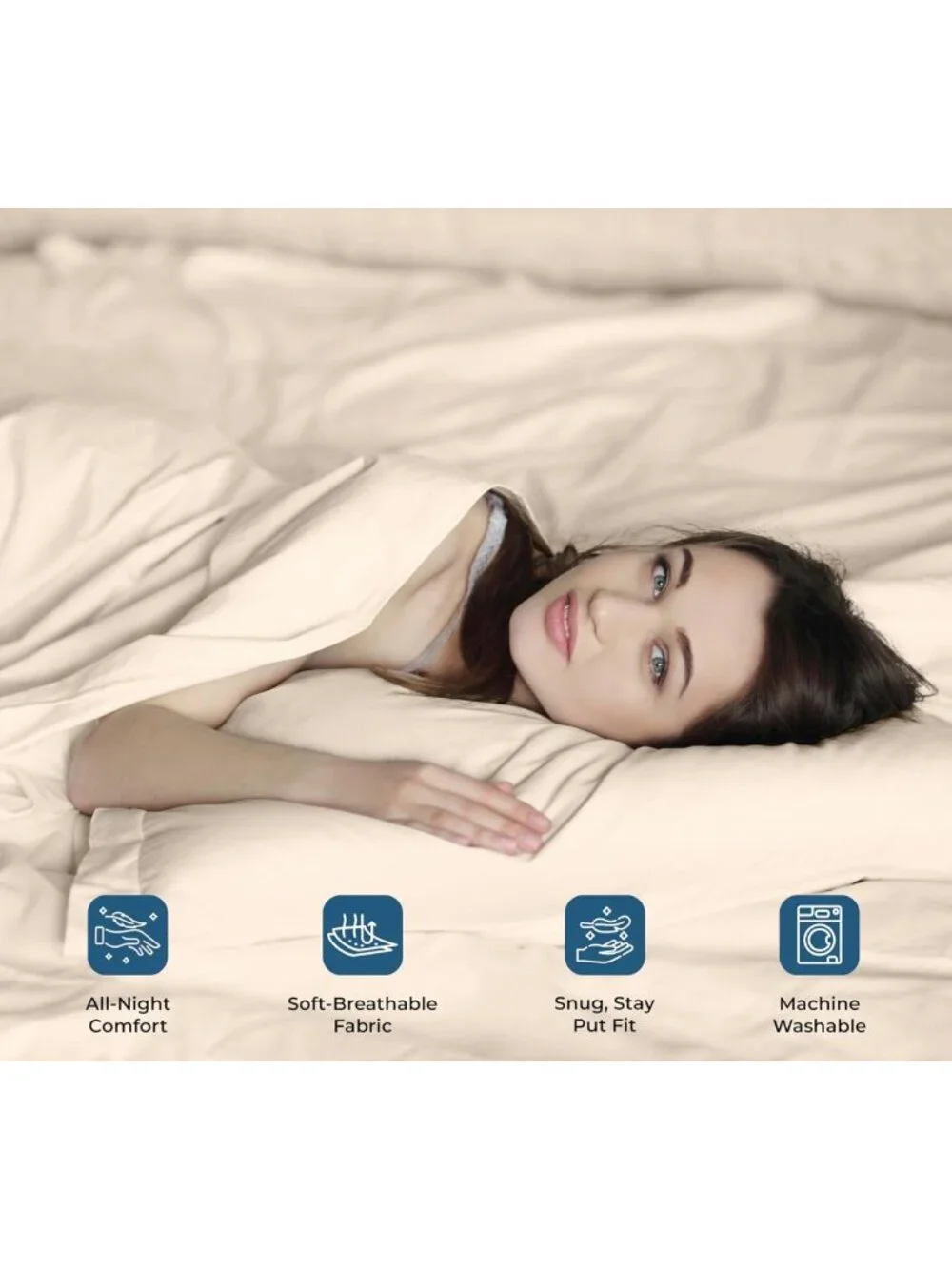 Organic Cotton King Sheet Set - 100% Percale Weave - 4 Pieces - Cream Bed Sheets